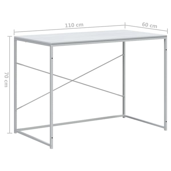 vidaXL computerbord, hvid 110x60x70 cm, træbaseret materiale