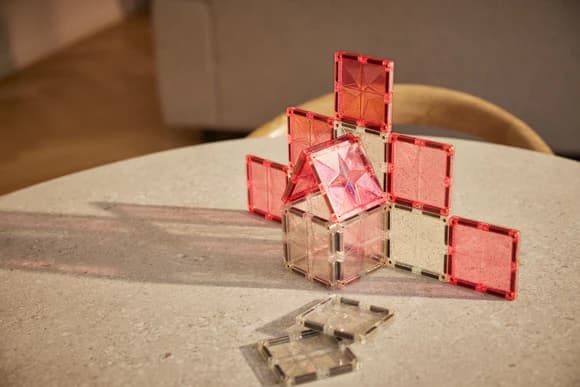 Cleverclixx - Magnetiska Glitterplattor Pack Transparent / Rosa - 16 st.