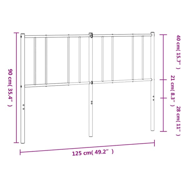 vidaXL metalsengegavl hvid 120 cm