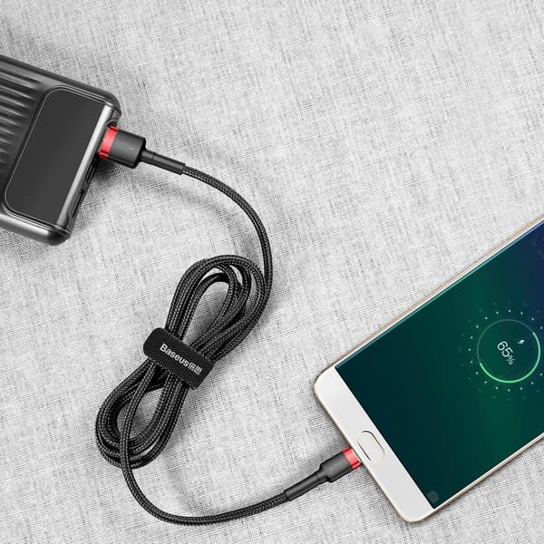 Kestävä nailonkaapeli USB microUSB 2A 3M musta ja punainen