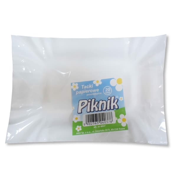 Rektangulære picnicbakker af papir