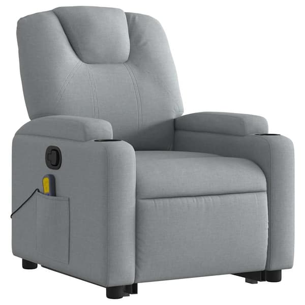 vidaXL Lyftbar massagefåtölj ljusgrå tyg
