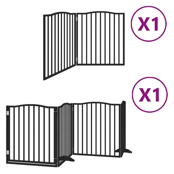 vidaXL foldbar hundegitter med dør 6 paneler sort 480 cm