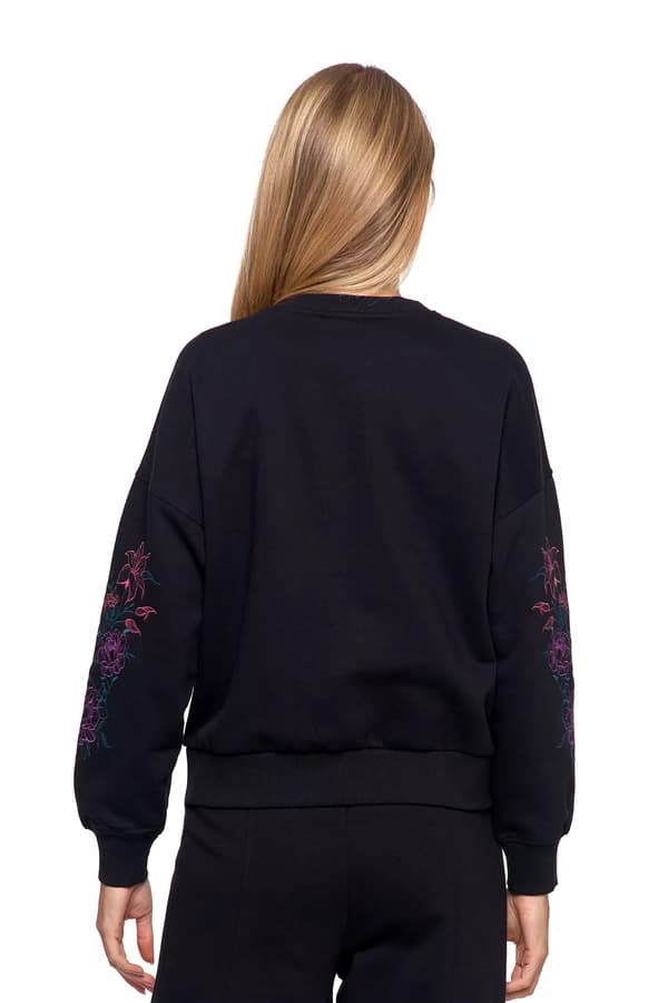Dameisoleret løs sweatshirt med broderede ærmer MORAJ XL SORT