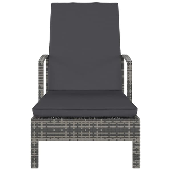 vidaXL liggestol med armlæn, polyrattan, grå