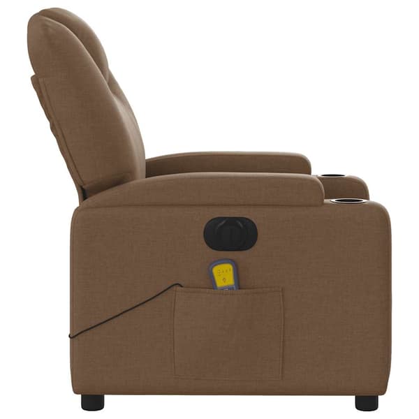 vidaXL elektrisk lænestol med massagefunktion, brun, stof