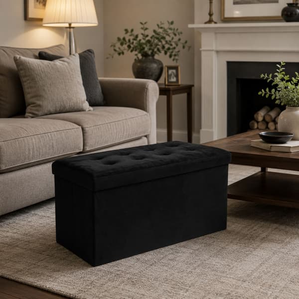 Adaline svart quiltad puff 76x38 cm