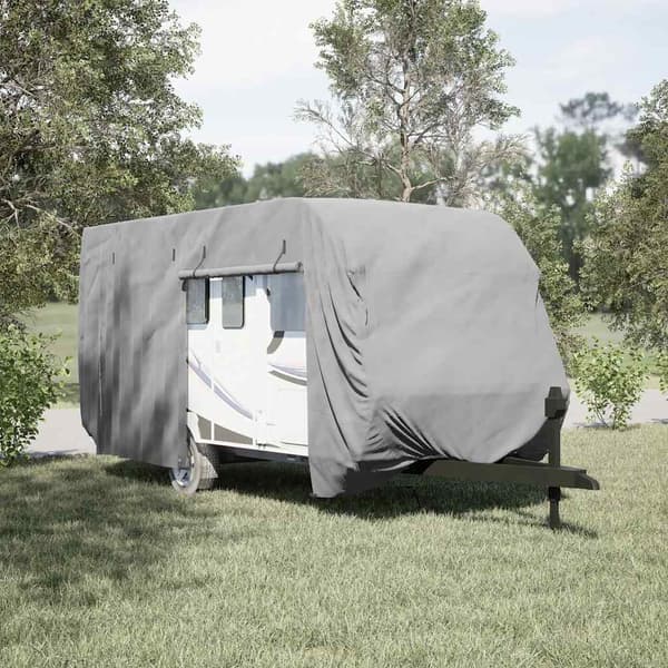 vidaXL campingvognsovertræk, grå, 670x250x220 cm