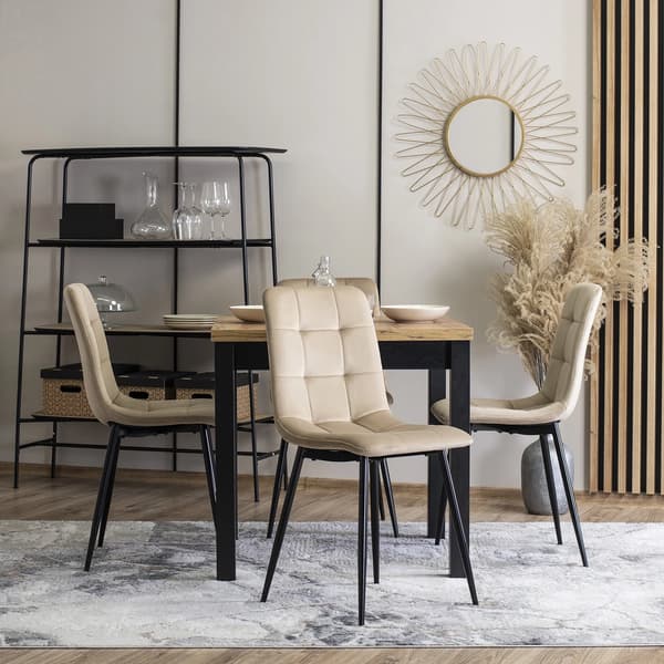 Klädd matstol PERU Beige sammet Modern Loft