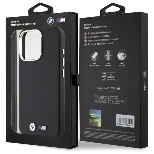 BMW M Smooth Full Wrapped Metal cover til iPhone 16 Pro Max, sort