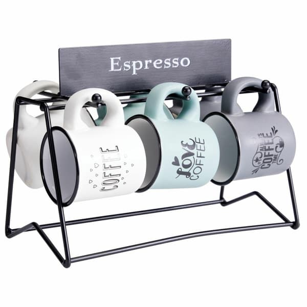 6 espressokupin setti jalustalla