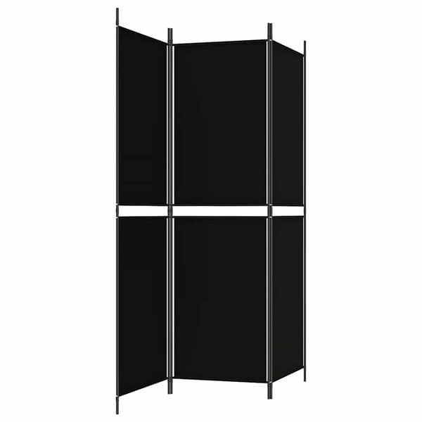 vidaXL 3-panels rumdeler sort 150 x 180 cm stof
