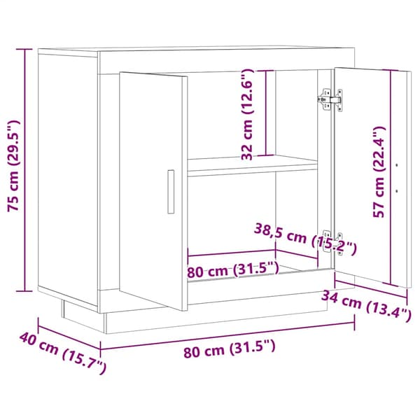 vidaXL kommode, antik træ, 80x40x75 cm, træbaseret materiale