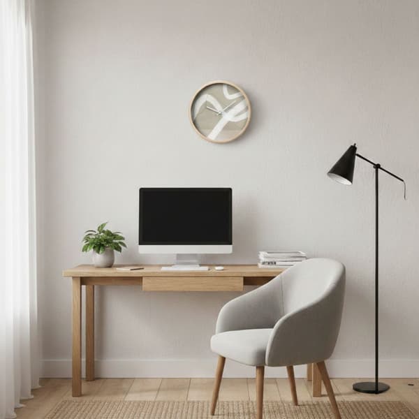 Moderni pyöreä beige seinäkello 38 cm