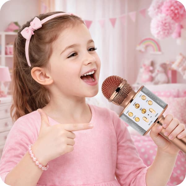Langaton mikrofoni lasten karaokeen Bluetooth-kaiuttimella USB MIX