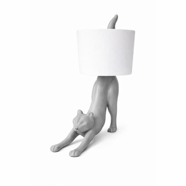 Grå toiletpapirholder formet som en kat