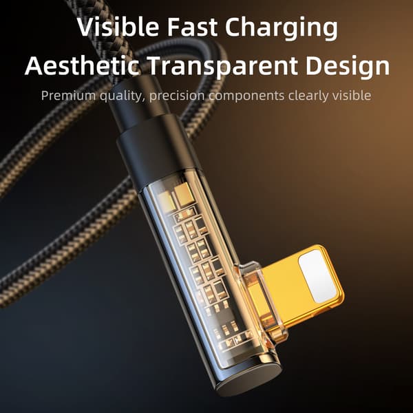 Vinklad kabel för iPhone USB-A - Lightning 2.4A 1.2m blå