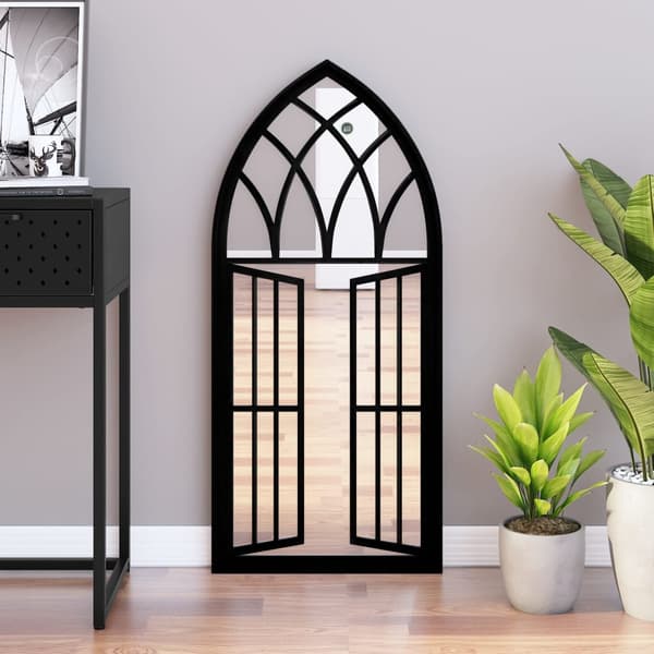 vidaXL indendørs spejl, sort, 100x45 cm, jern