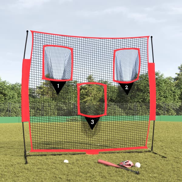 vidaXL bærbart baseballnet sort og rød 183x105x183 cm