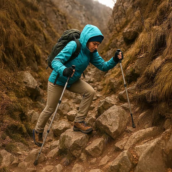 2 STÄNGNINGSSTAVAR FÖR NORDIC WALKING, GRÅ TREKKINGSTAVAR