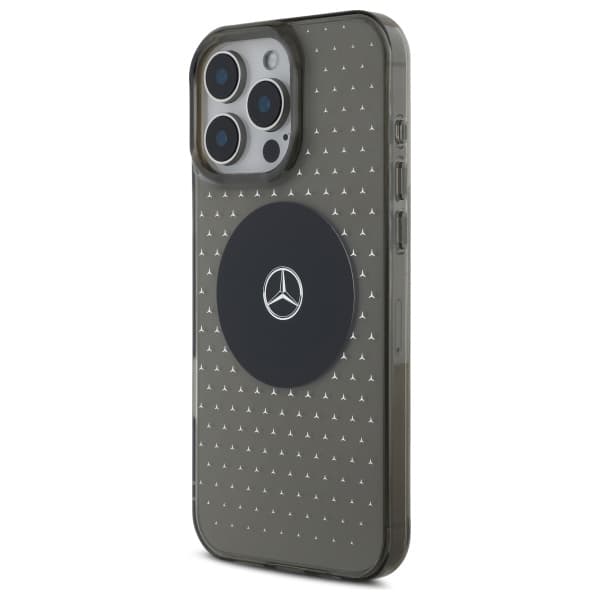Mercedes MB-cover med stjernemønster til iPhone 16 Pro, sort