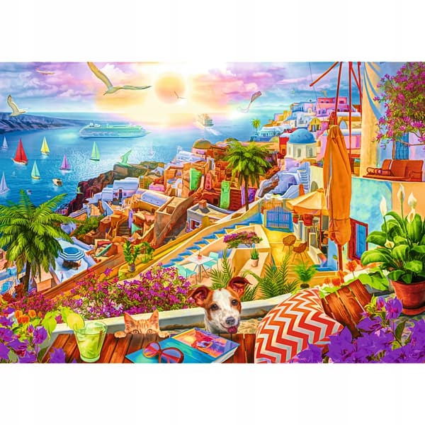 Tetid pussel 1000 bitar Premium Plus - Besök Santorini