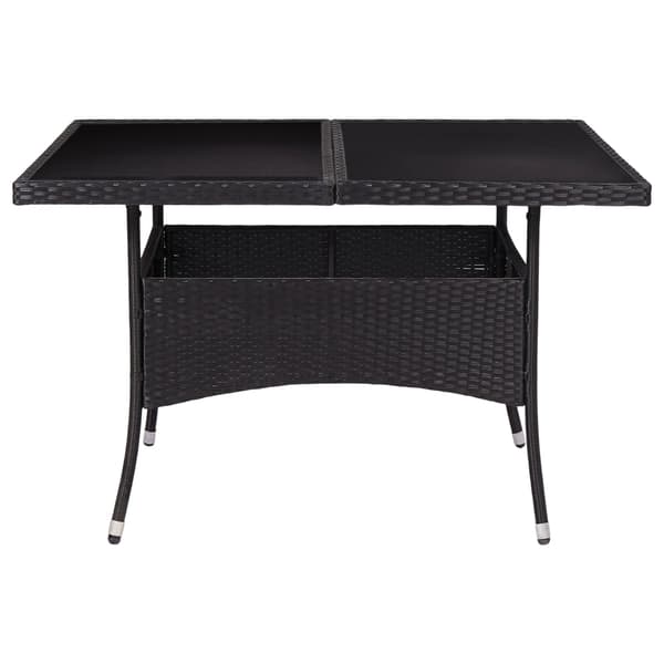 vidaXL havebord, sort, polyrattan og glas