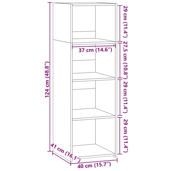 vidaXL højskab brunt egetræ 40x41x124 cm