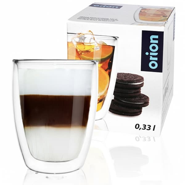 DUBBELVÄGGIGT TERMOGLAS FÖR KAFFE, LATTE, TE 330 ML