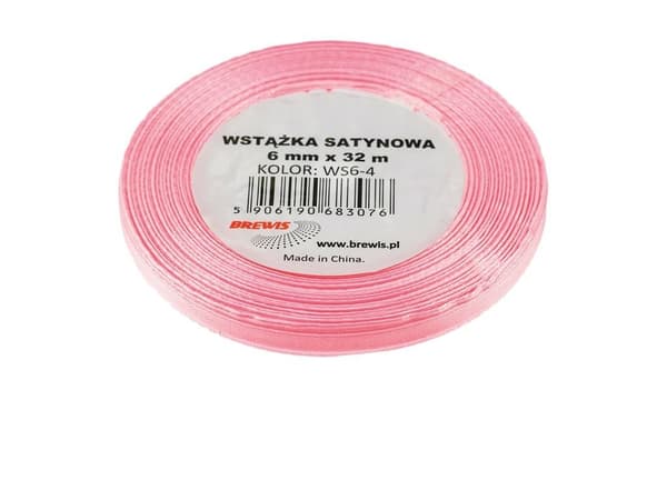 Ljusrosa satinband 6mmx32m