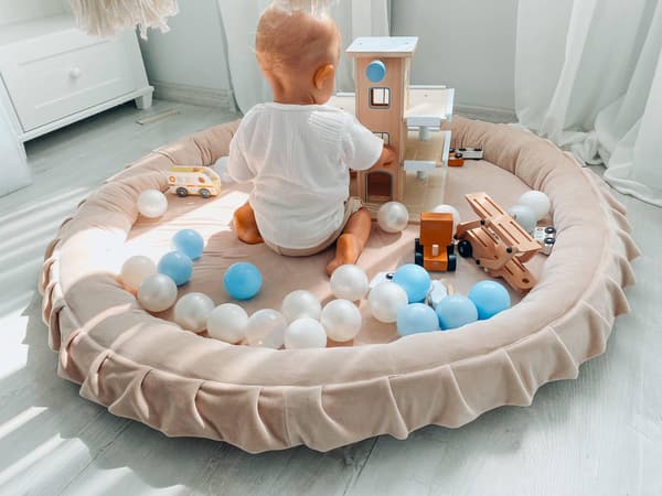Redemåtte 120 cm til børn, fløjlsblød beige