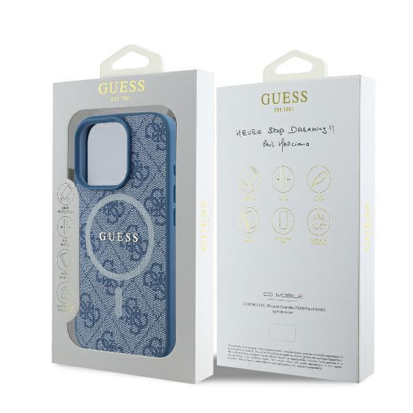Guess 4G Ring Classic Logo MagSafe-skal till iPhone 16 Pro, blå