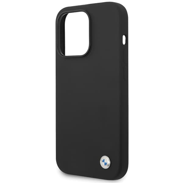 BMW Silikone Metal Logo Cover til iPhone 15 Pro, Sort