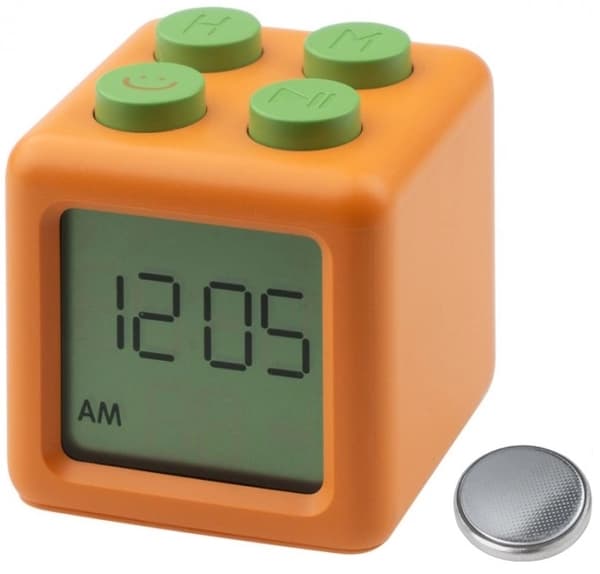 VÄCKARKLOCKA Elektronisk Digital Klocka BLOCK Orange Batteridriven Ecolight