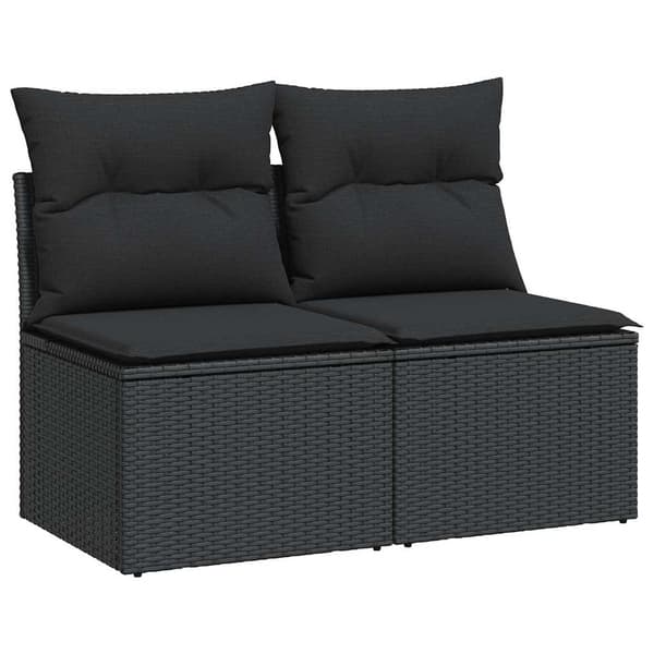 vidaXL 2-delt sofasæt med hynder, sort, polyrattan og akacie