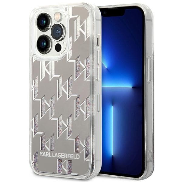 Karl Lagerfeld KLHCP14LLMNMS iPhone 14 Pro 6,1" hårdt cover sølv/sølv Liquid Glitter Monogram