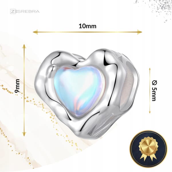 Charms hjerte opal sølv S925 perler perle kærlighed venskab