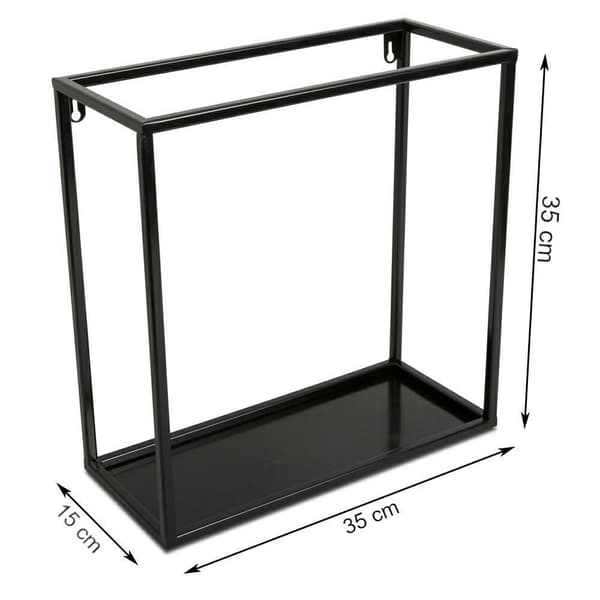 Væghængende hylde, sort metal, 35 cm