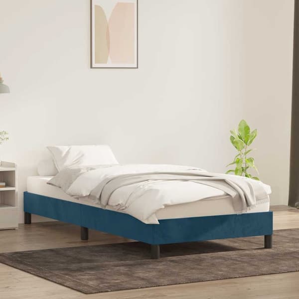 vidaXL Sängram utan madrass, mörkblå, 100x220 cm sammet