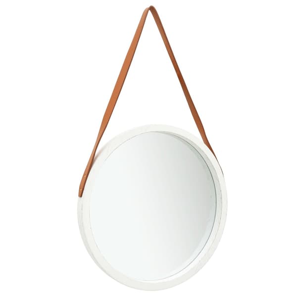 vidaXL Väggspegel med rem, 50 cm, vit