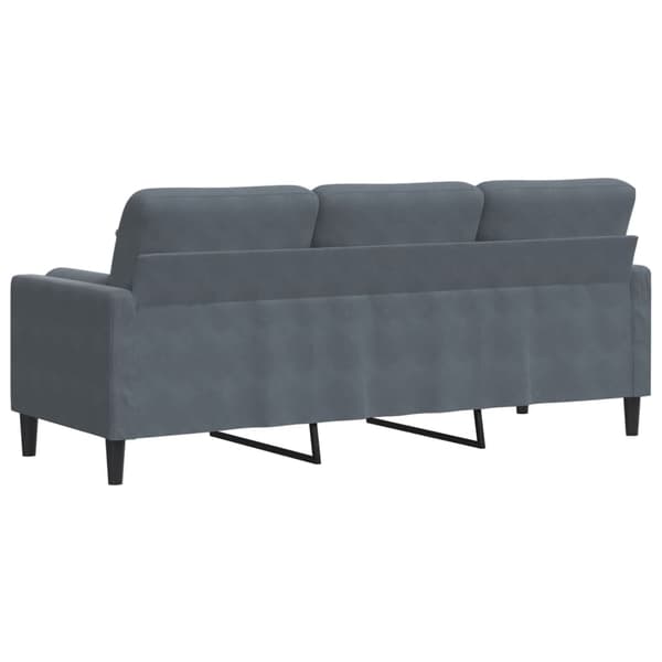 vidaXL 3-sitssoffa med kuddar, mörkgrå, 180 cm, sammet
