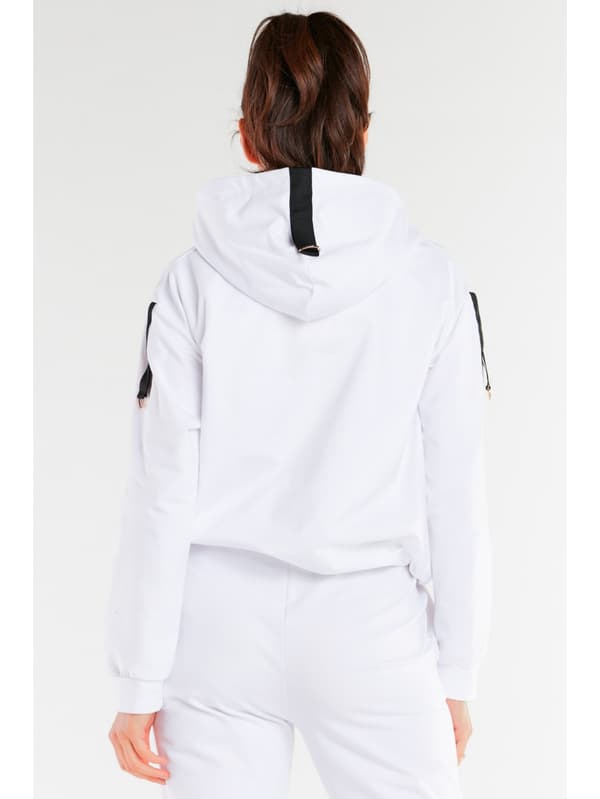 Huvtröja med axellappar, vit L/XL