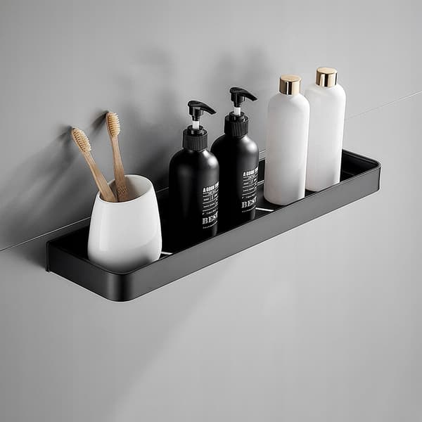 Loft badeværelseshylde, 40 cm, køkken, til væsker og shampoo, sort stål