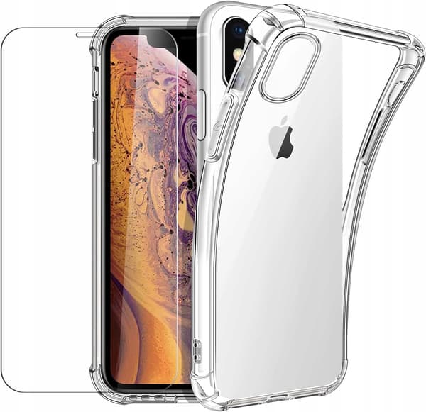 ETUI til iPhone X / XS ARMOR ANTI-CHOCK ETUI TRANSPARENT + GLAS