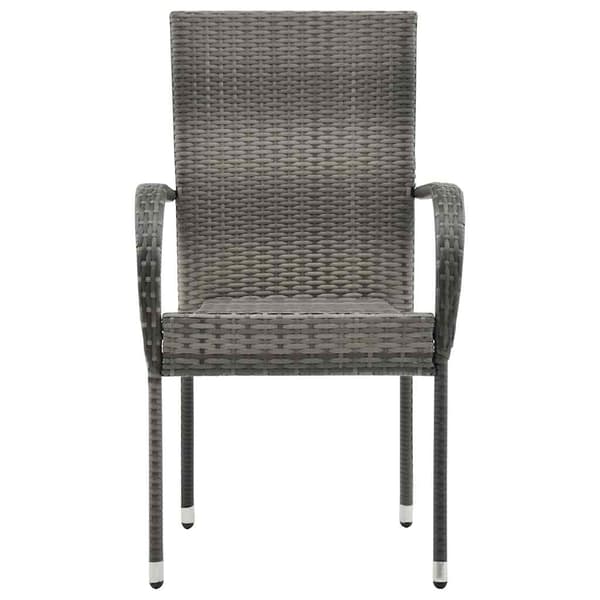 vidaXL stabelbare havestole, sæt med 2, grå, polyrattan