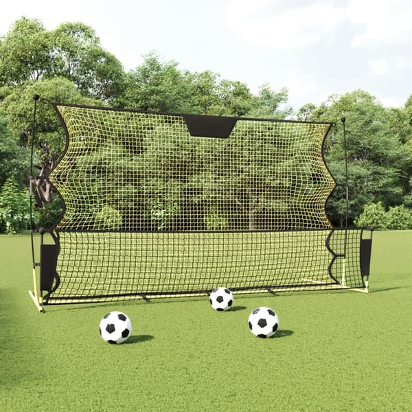 vidaXL fodboldrebounder, sort og gul, 183x85x120 cm, polyester