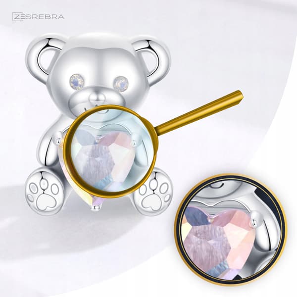 Charms BAMSE opal hjerte sølv pr 925 perle vedhæng perler