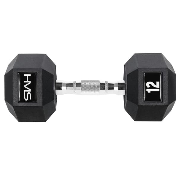 Gummibelagd hantel 12 kg HEX PRO HMS