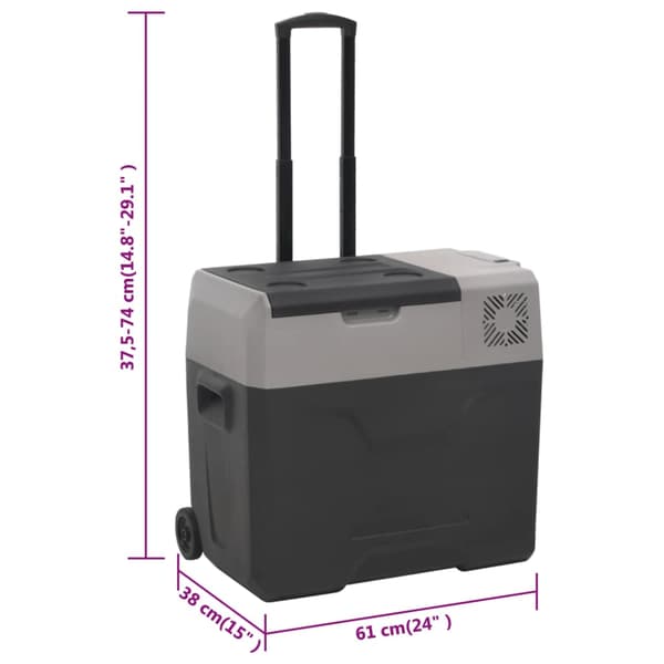 vidaXL Jääkaappi pyörillä kahvalla musta ja harmaa 30 l PP