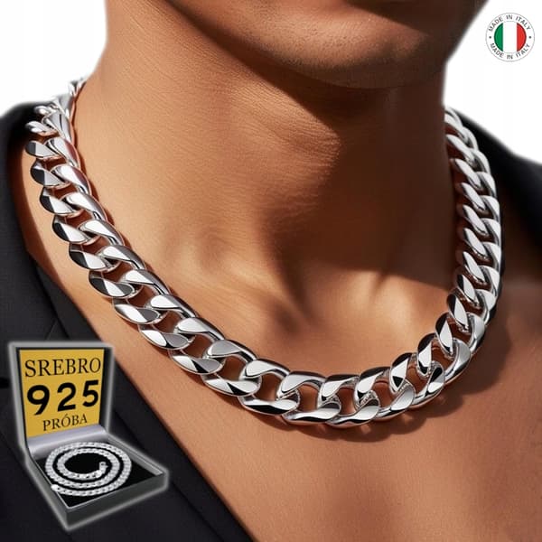 Herrkedja i 925 silver med tjock diamant